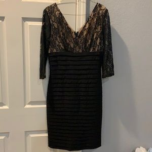 Adrianna Papel Lace Bodice Banded Sheath Dress